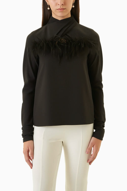 Midnight Black Crepe Talia Top