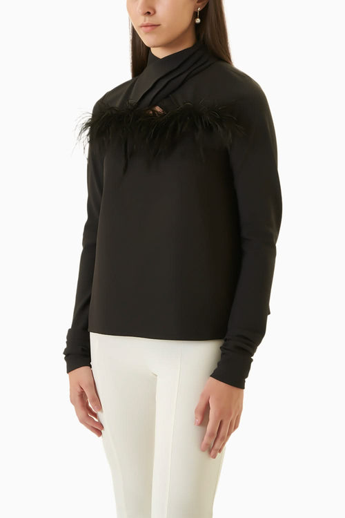 Midnight Black Crepe Talia Top