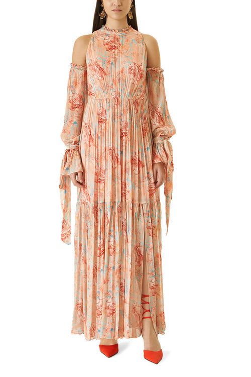 Rabenda Printed Long Dress With Side Slit