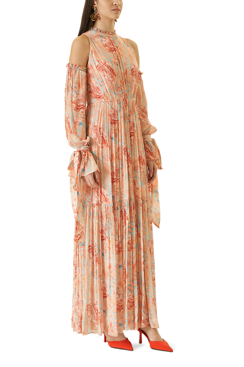 Rabenda Printed Long Dress With Side Slit