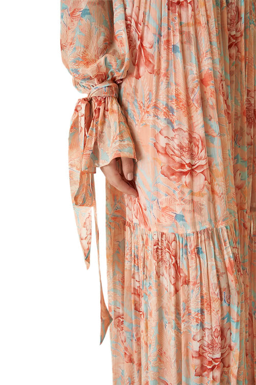 Rabenda Printed Long Dress With Side Slit