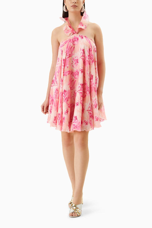Printed Sakura Printed Short Dress