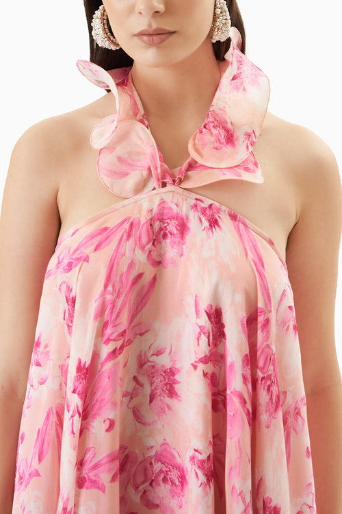 Printed Sakura Printed Short Dress