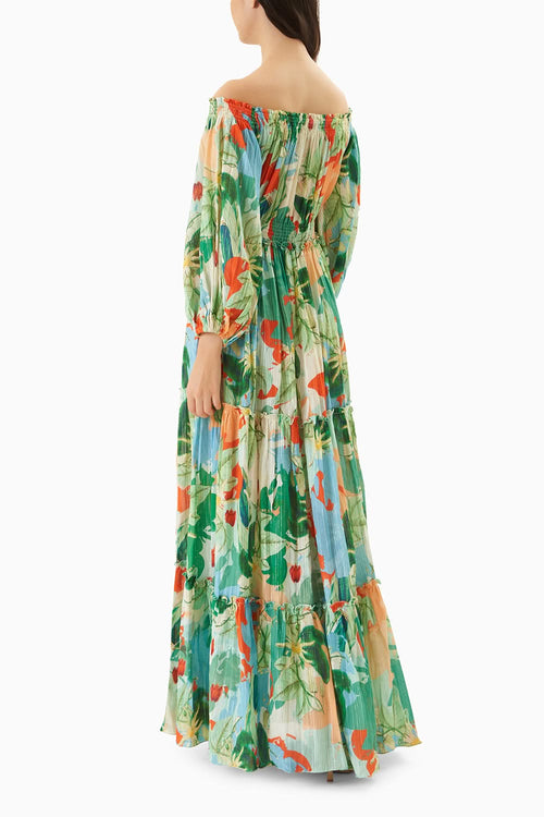 Printed Off Shoulder Long Dress