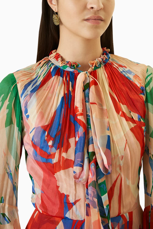 Chiffon Printed Layered Dress
