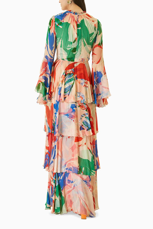 Chiffon Printed Layered Dress