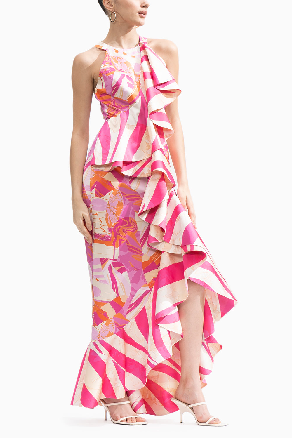 Pink Abstract Print Bodycon Dress