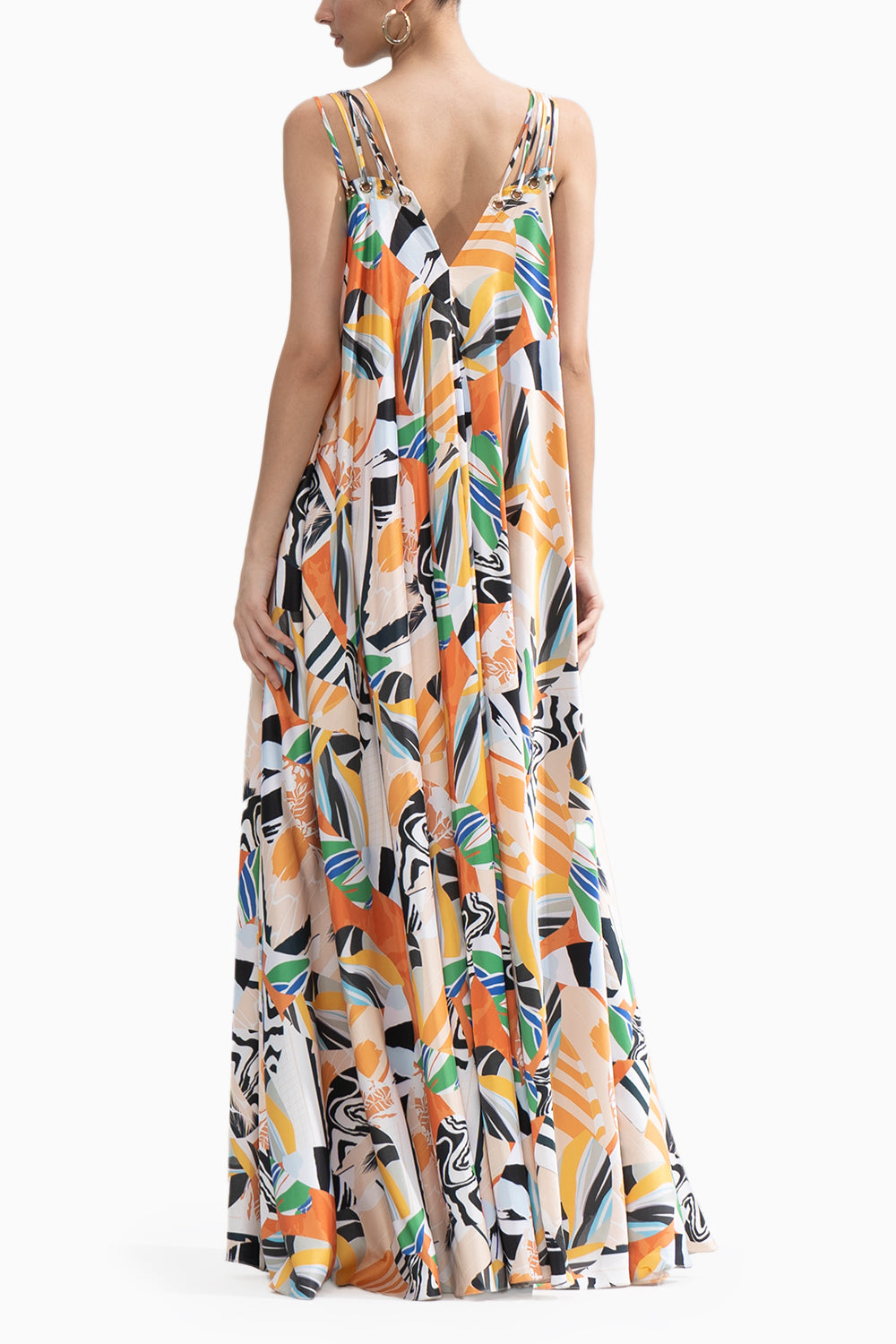 Yellow Abstract Printed Loose Fit Dress