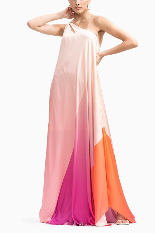 One Shoulder Kaftan With Gold Accessory Detailing