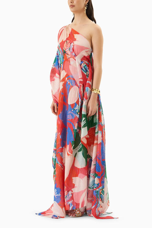 Printed One Shoulder Kaftan