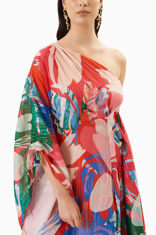 Printed One Shoulder Kaftan