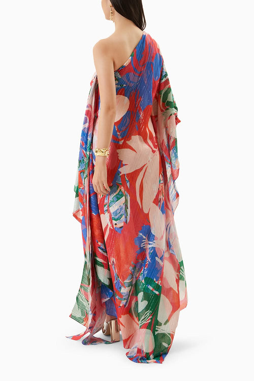 Printed One Shoulder Kaftan
