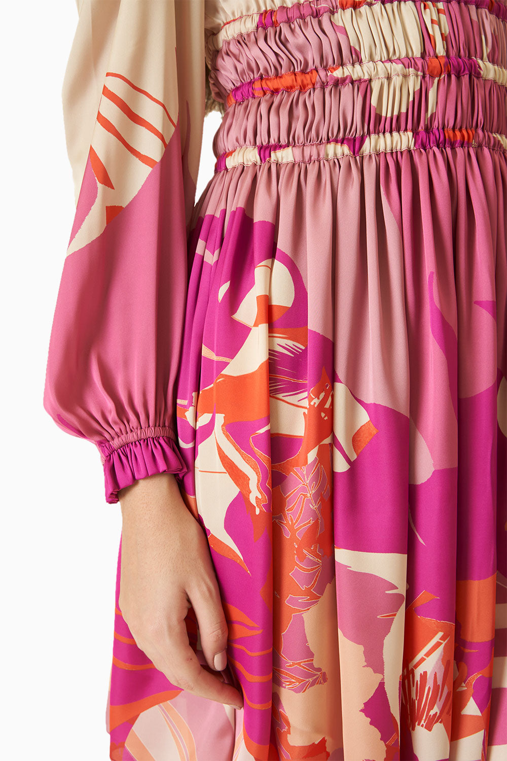 Pink Abstract Printed Satin Dress