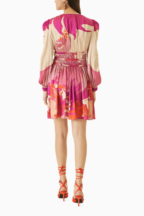 Pink Abstract Printed Satin Dress