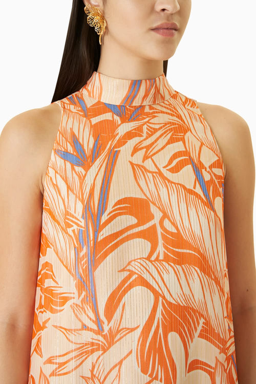 Willow Printed Tiered Tie-Neck Dress