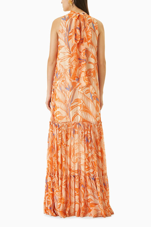 Willow Printed Tiered Tie-Neck Dress