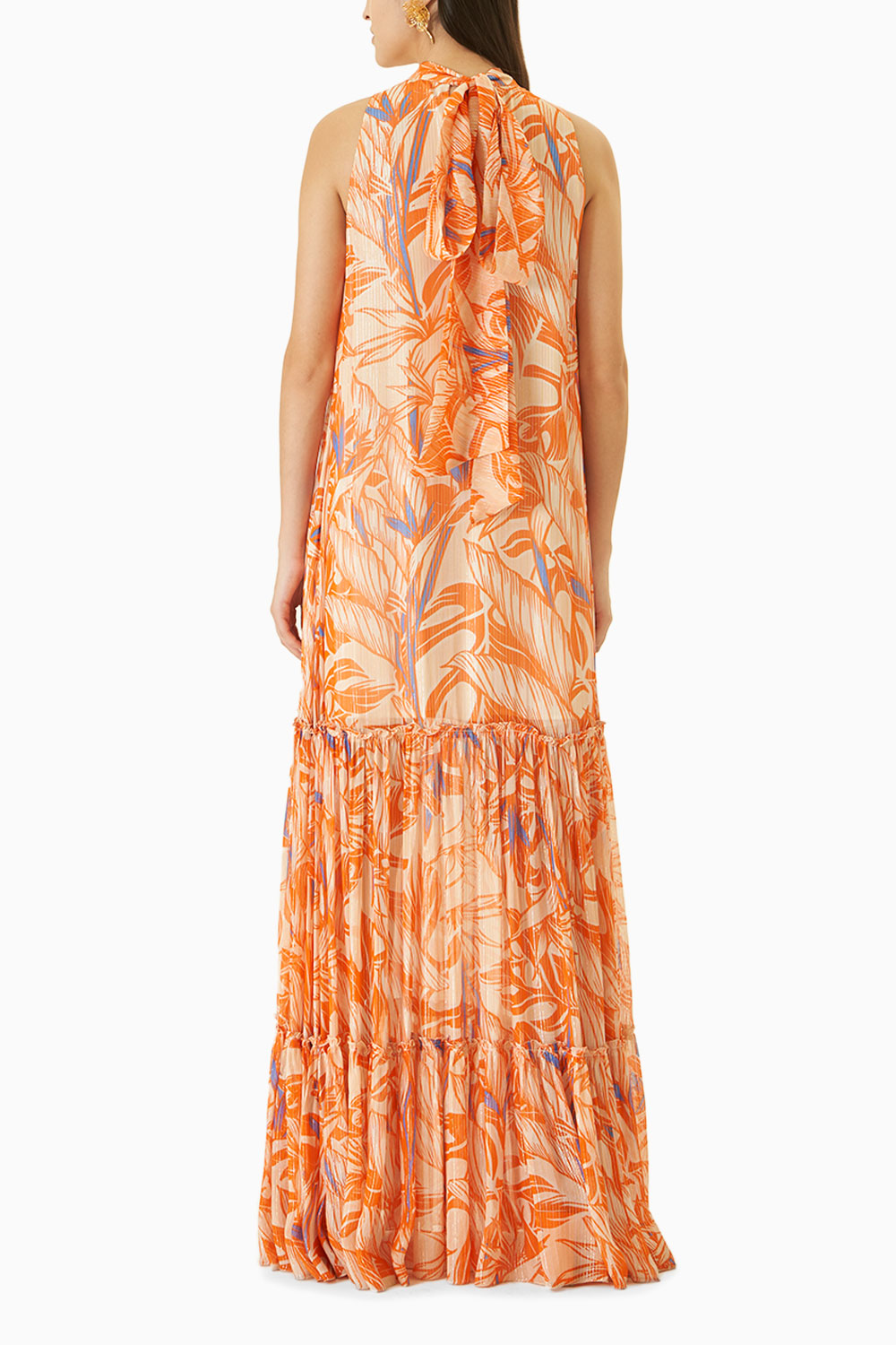 Willow Printed Tiered Tie-Neck Dress