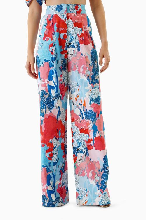 Printed Wrap Top With Printed Pants