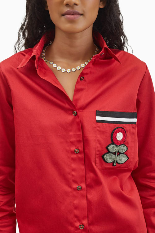 PLV Garden Red Flower Shirt