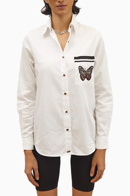 PLV Garden White Butterfly Shirt