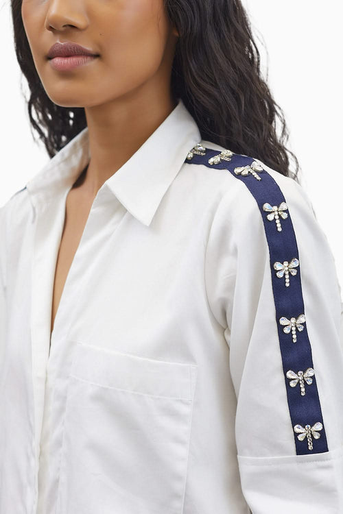 White Dragonfly Swarovski Shirt