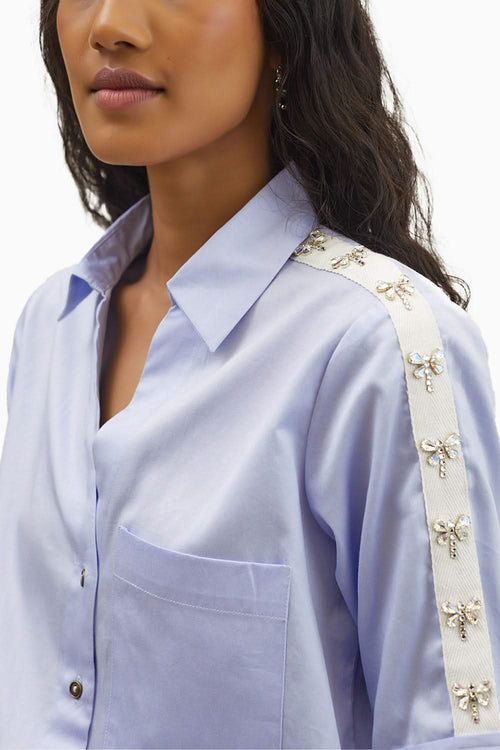 Sky Blue Dragonfly Swarovski Shirt