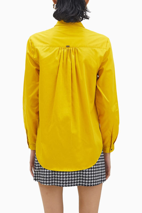 Canary Yellow Swarovski Button Shirt