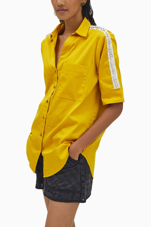 Canary Flower Swarovski Ribbon Shirt