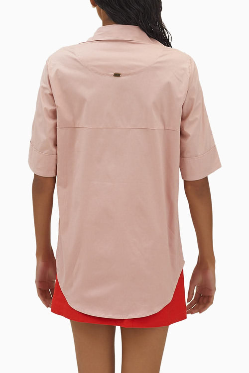 Salmon Flower Swarovski Ribbon Shirt