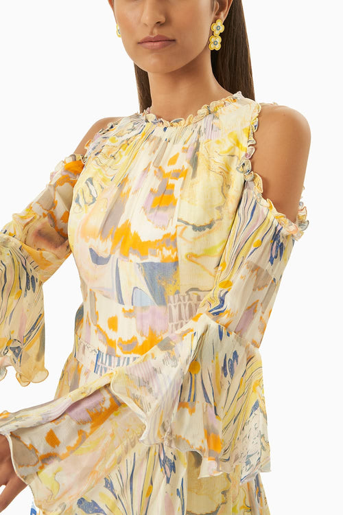 Multi Yellow Chiffon Jumpsuit