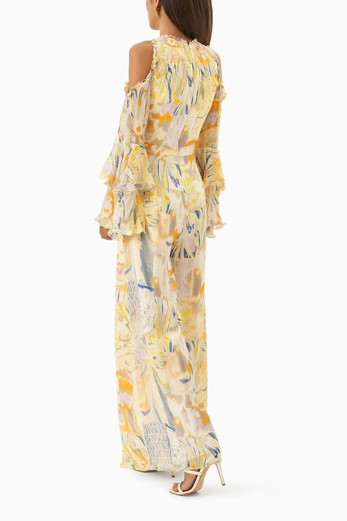 Multi Yellow Chiffon Jumpsuit