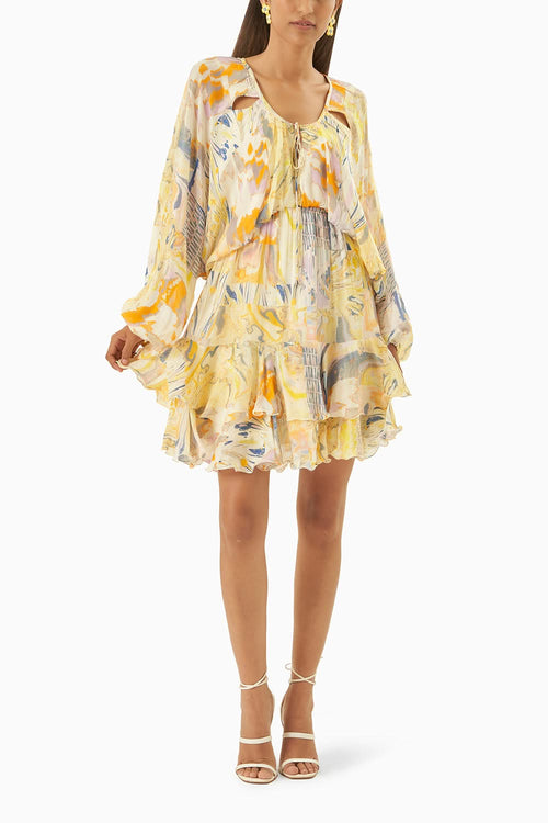 Multi Yellow Chiffon Dress