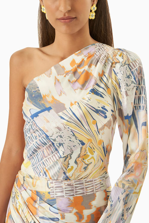Multi Yellow One Shoulder Dress