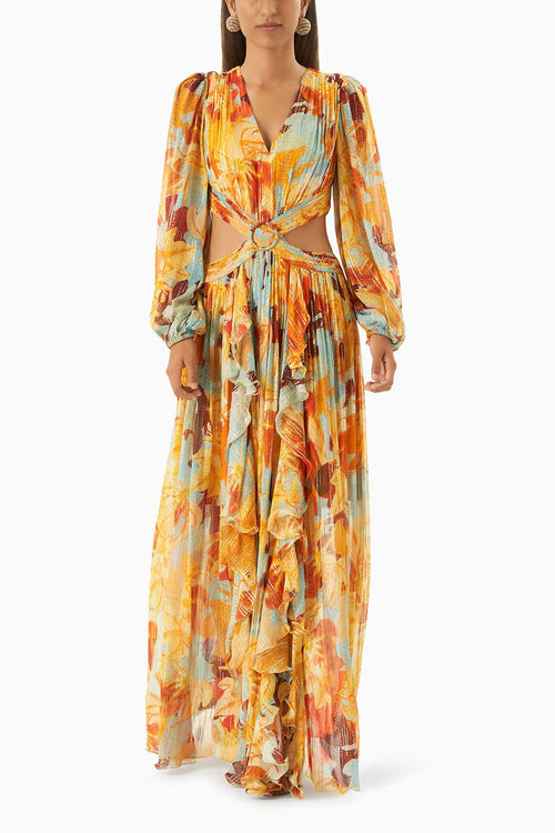 Multi Mustard Long Dress