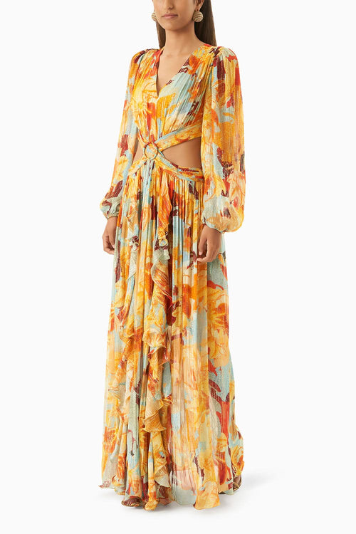 Multi Mustard Long Dress