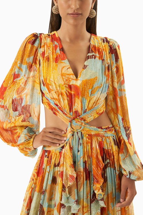 Multi Mustard Long Dress