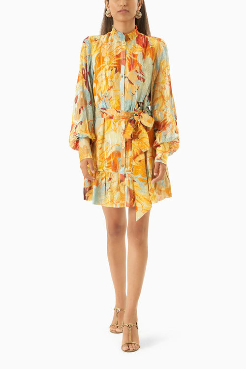 Multi Mustard Short Dress