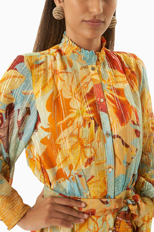 Multi Mustard Short Dress