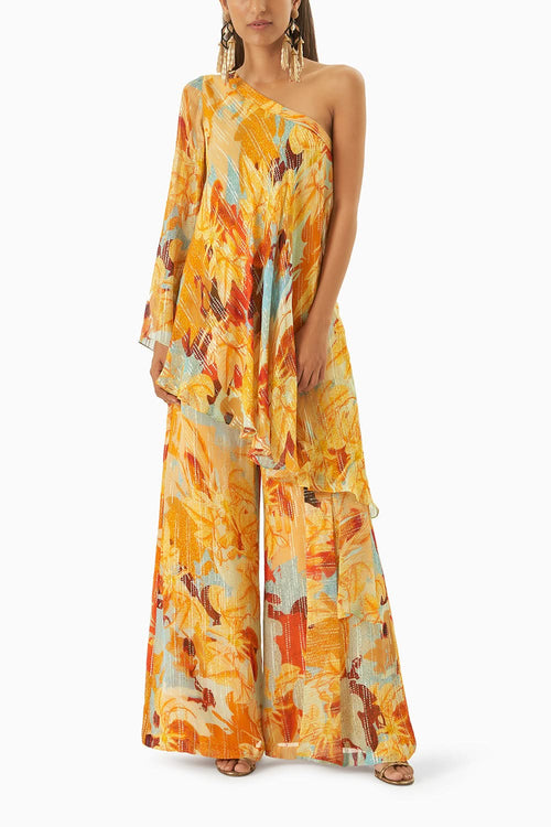 Multi Mustard Off Shoulder Co-Ord Set