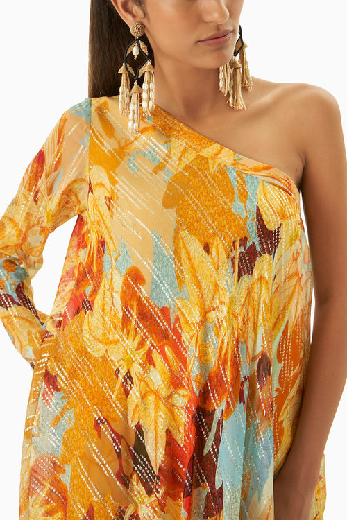 Multi Mustard Off Shoulder Co-Ord Set