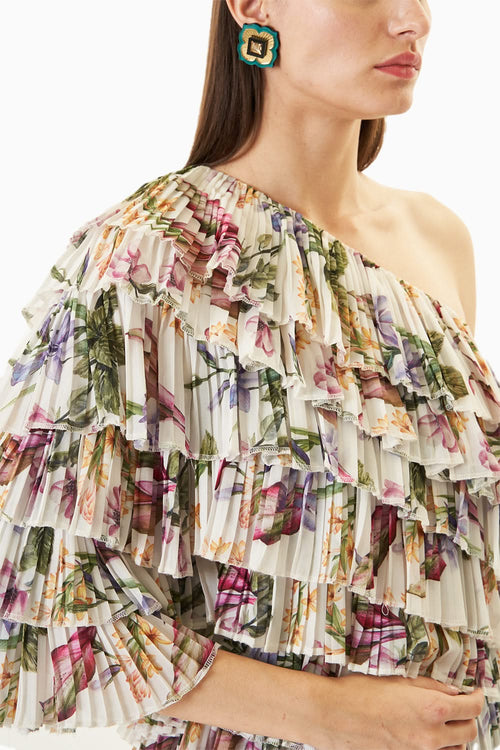 Printed White Short Dress