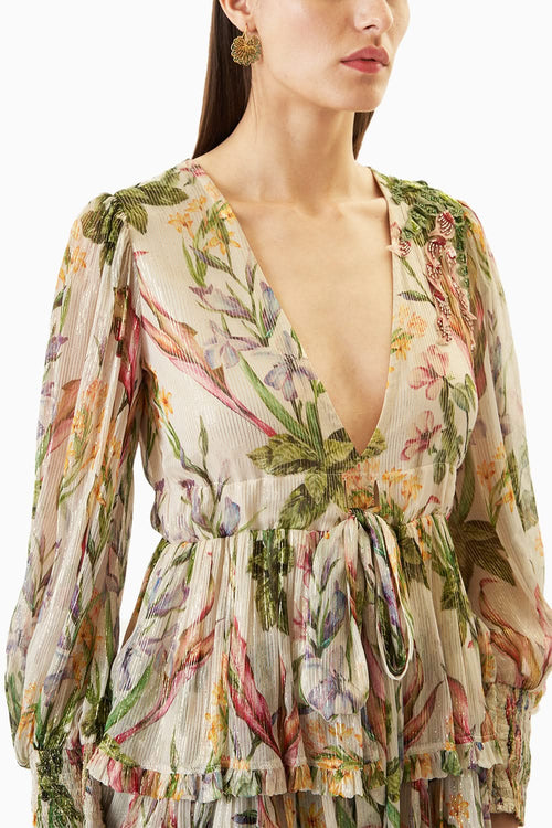 Off White Printed Short Dress