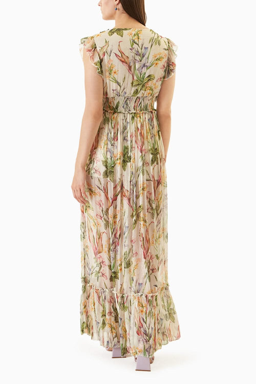 Cream Printed Long Dress