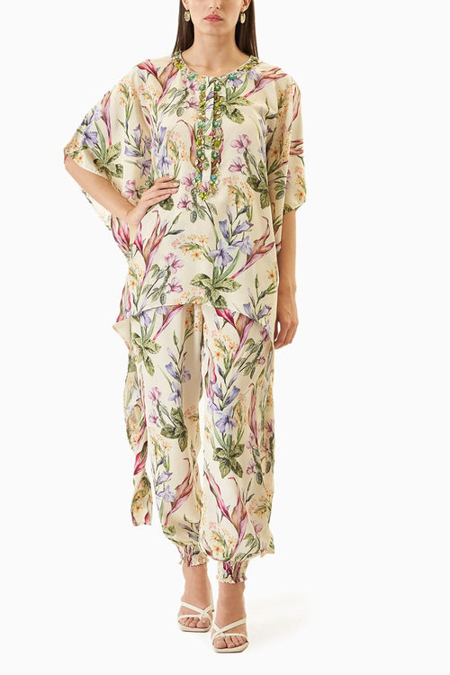 Light Yellow Printed Kurta Set