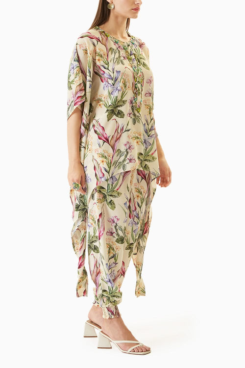 Light Yellow Printed Kurta Set