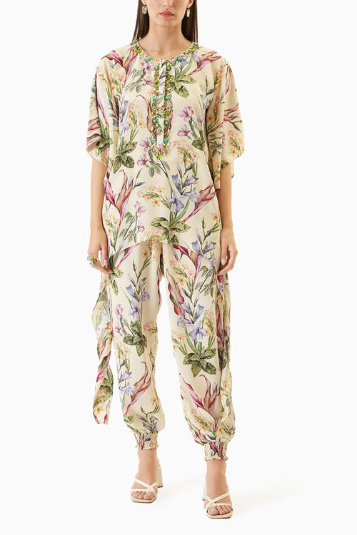 Light Yellow Printed Kurta Set