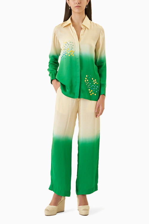 Lime Ice Leheriya Shirt and Trousers Co-ord