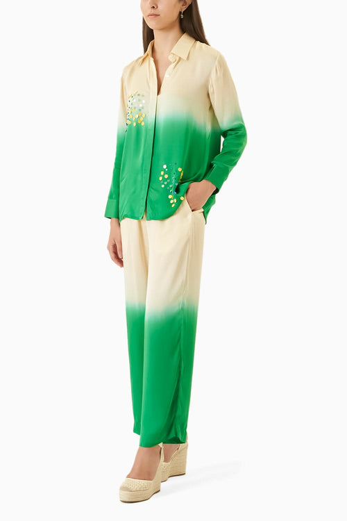 Lime Ice Leheriya Shirt and Trousers Co-ord