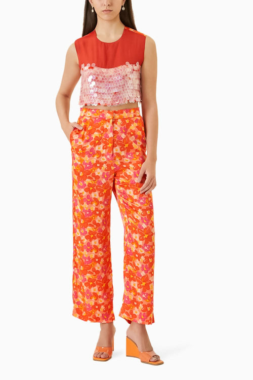 Poppy Crop Top and Trousers Co-ord