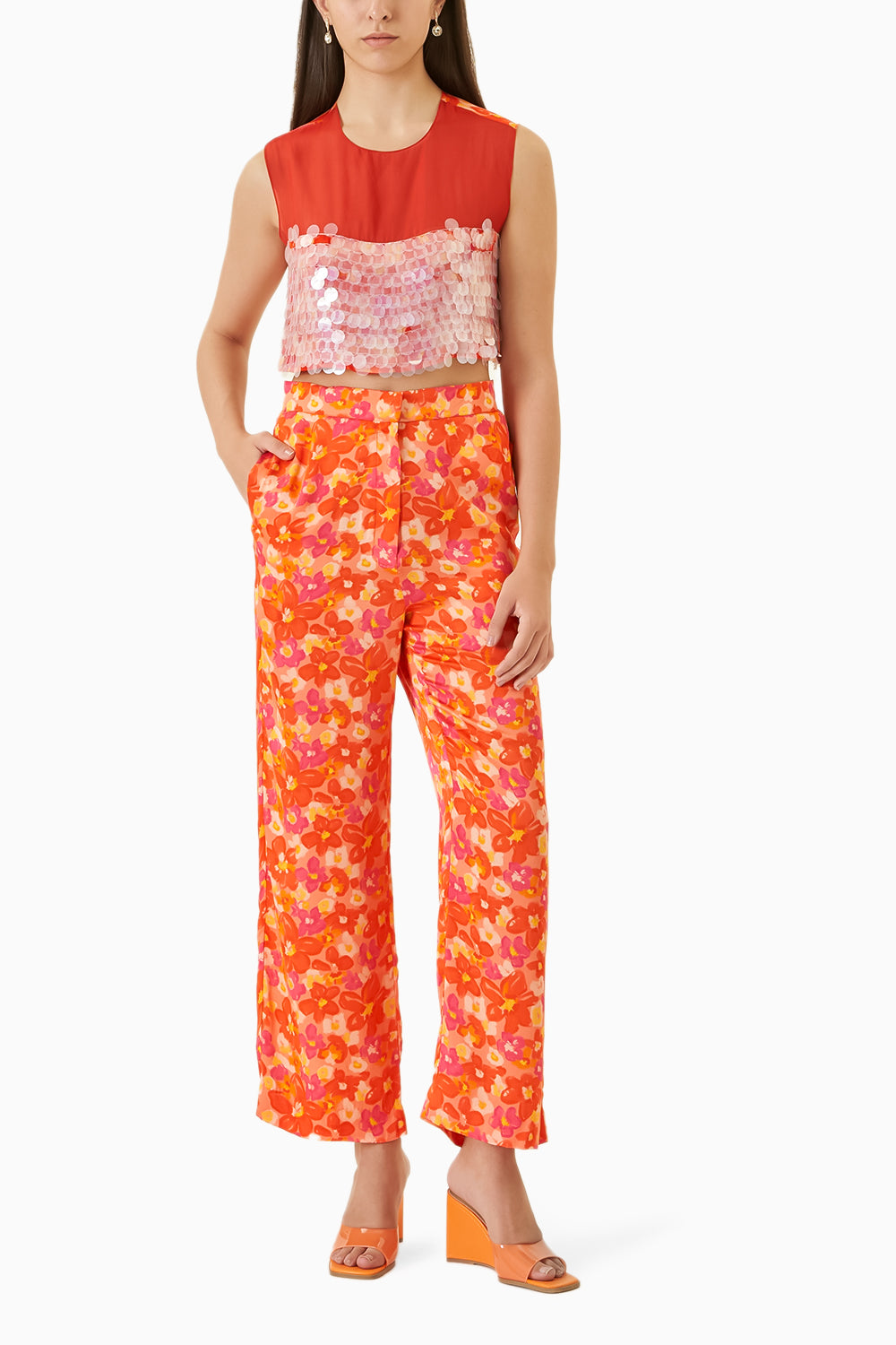 Poppy Crop Top and Trousers Co-ord
